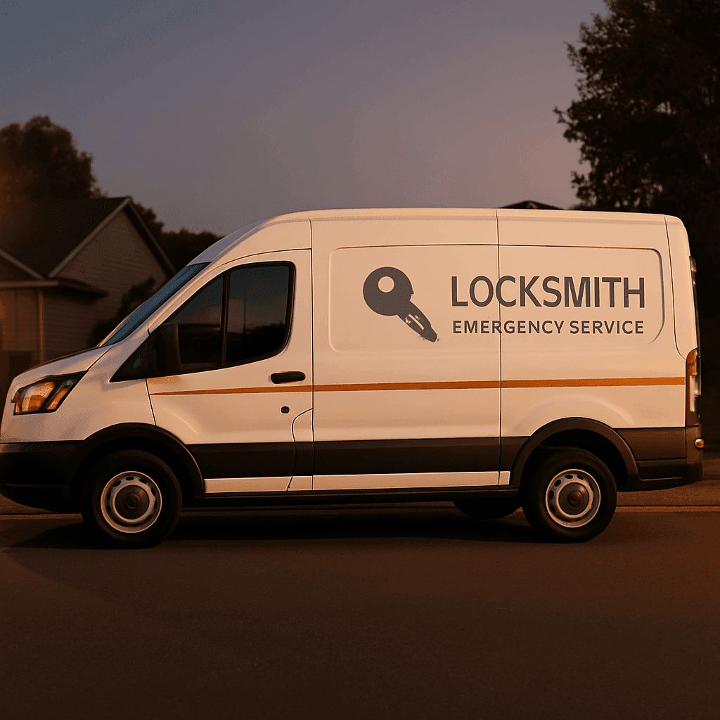 Locksmith Enforcement service van parked on a local street in Ocala, FL